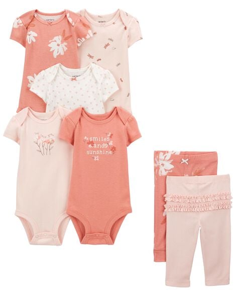 Product image 1 of Baby 7-Piece Floral Bodysuits & Leggings Set