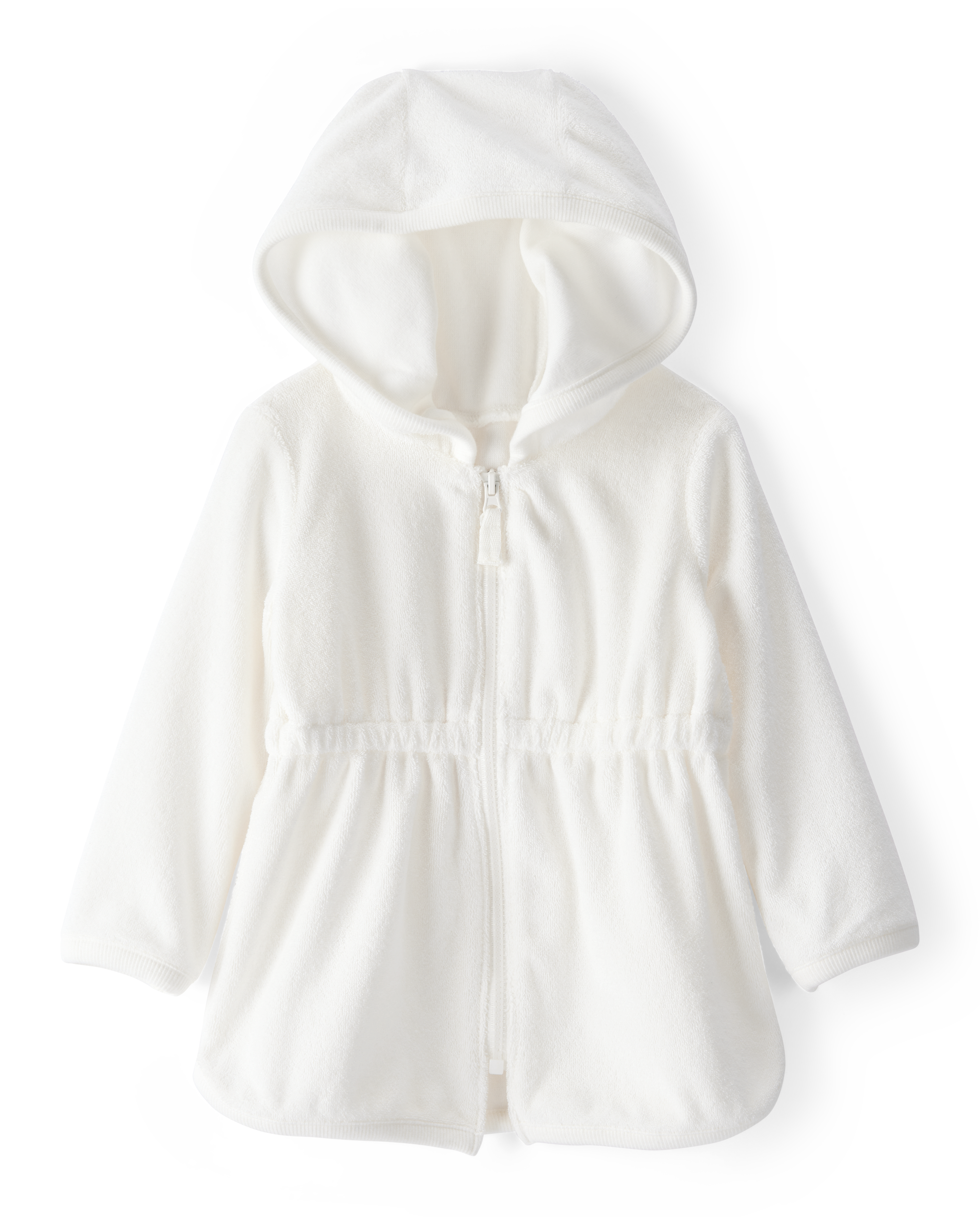 Baby Girl Hooded Terry Cloth Swim Cover-Up Dress - White
