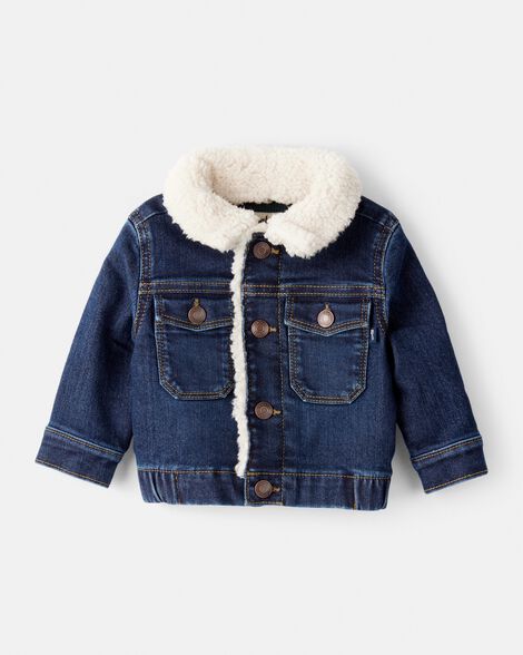 Baby Boy Sherpa Denim Jacket - Dark Wash