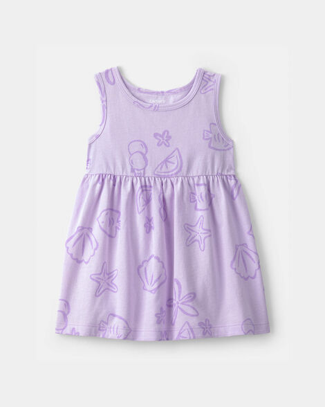 baby girl sea animal sleeveless dress - purple