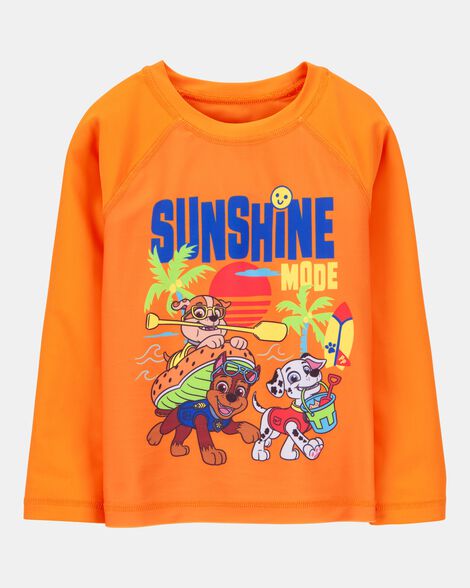 toddler boy paw patrol long-sleeve rashguard swim top - orange