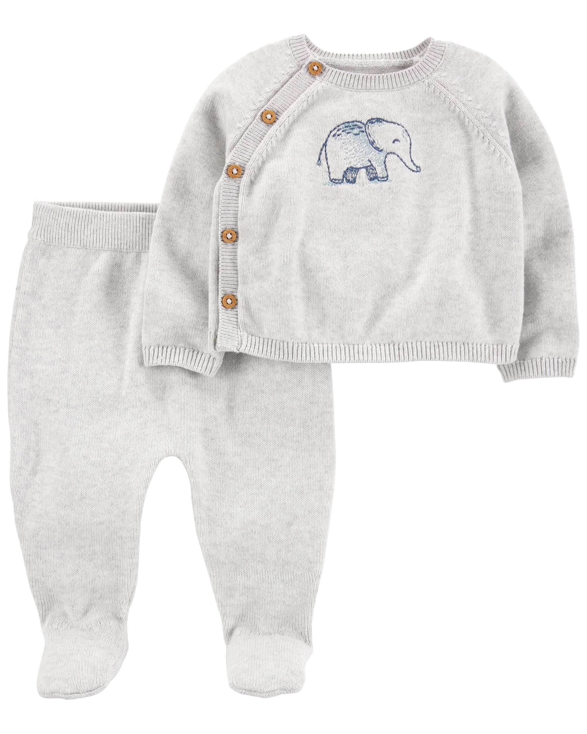 Baby 2 Piece Elephant Sweater Footed Pant Set Carter s Carter s