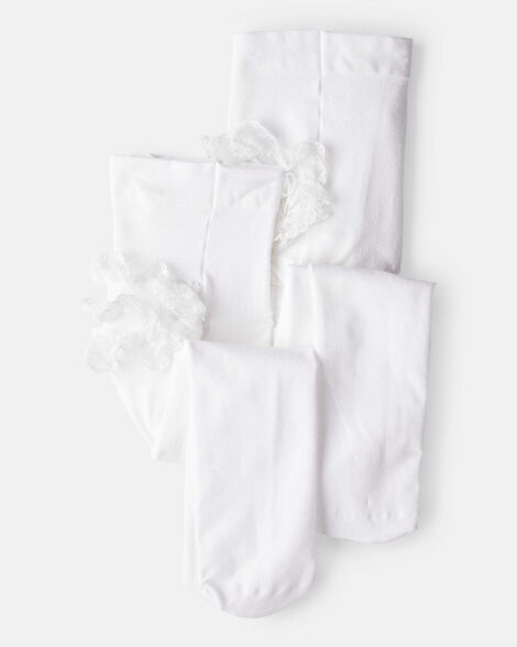 baby girl 2-pack tights - white