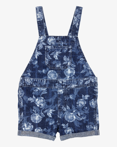 Toddler Iconic Denim Floral Shortalls - Blue