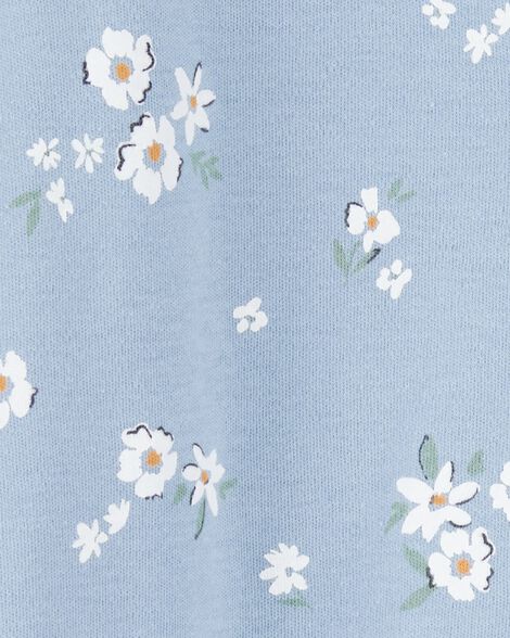 Product image 2 of Baby Girl Floral 2-Way Zip Cotton Sleep & Play Pajamas - Blue