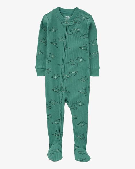 Product image 1 of Baby Boy 1-Piece Dinosaur Print Waffle Knit Footie Pajamas