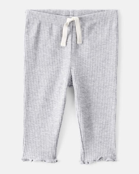 baby girl knit pull-on pants - grey