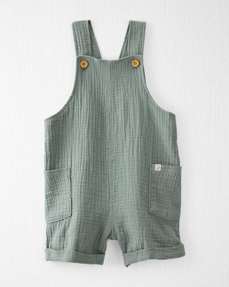 Toddler Organic Cotton Gauze Shortall in Green