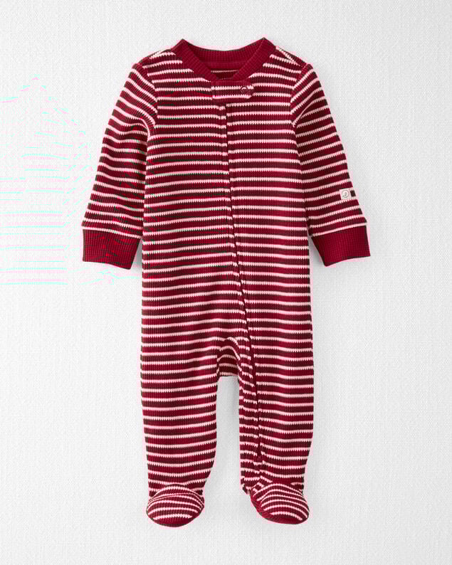 Product image 1 of Baby Organic Cotton Waffle Knit Striped Sleep & Play Pajamas
