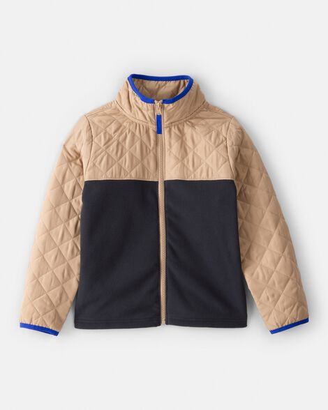 boys color block zip-up jacket - black