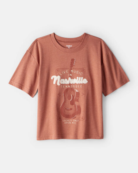 Boys Nashville Music Short-Sleeve Graphic Tee - Brown