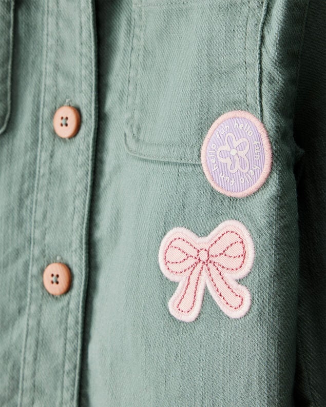Product image 2 of Toddler Girl Patchwork Cotton Long-Sleeve Utility Fashion Jacket - Green