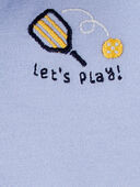 Blue - Baby Pickleball Cotton Romper - Blue, Selected