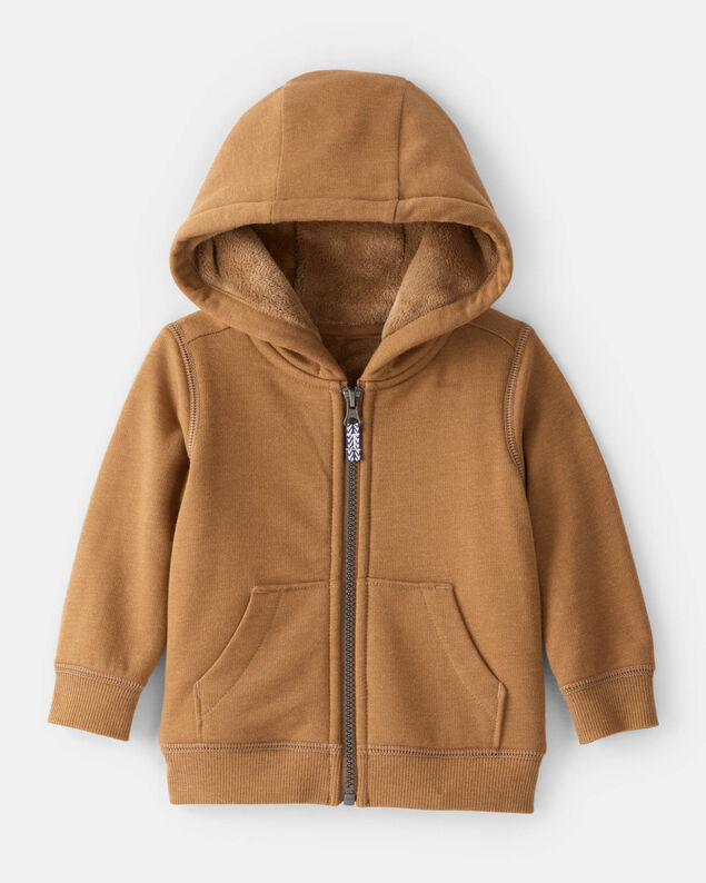 Product image 1 of Baby Boy Long-Sleeve Hooded Zip-Up Jacket - Brown