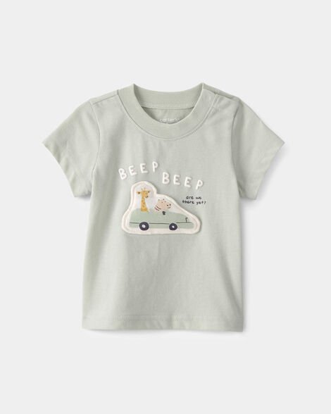 baby critter road trip graphic tee - green