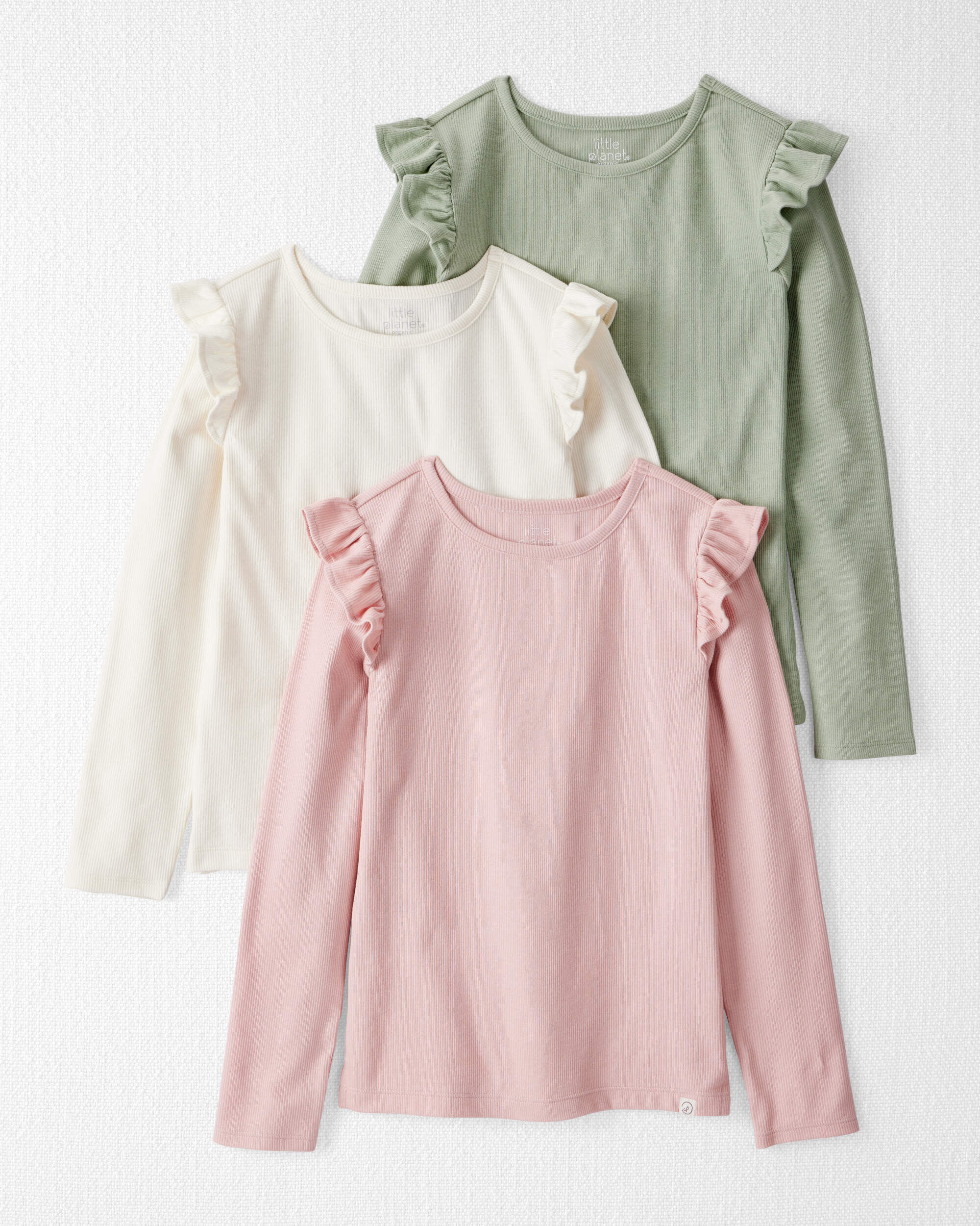 Girls 3-Pack Organic Cotton Ribbed Tees