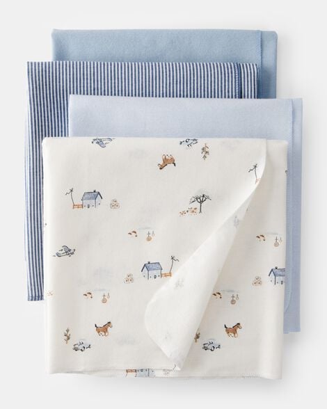 baby 4-pack receiving blankets - blue