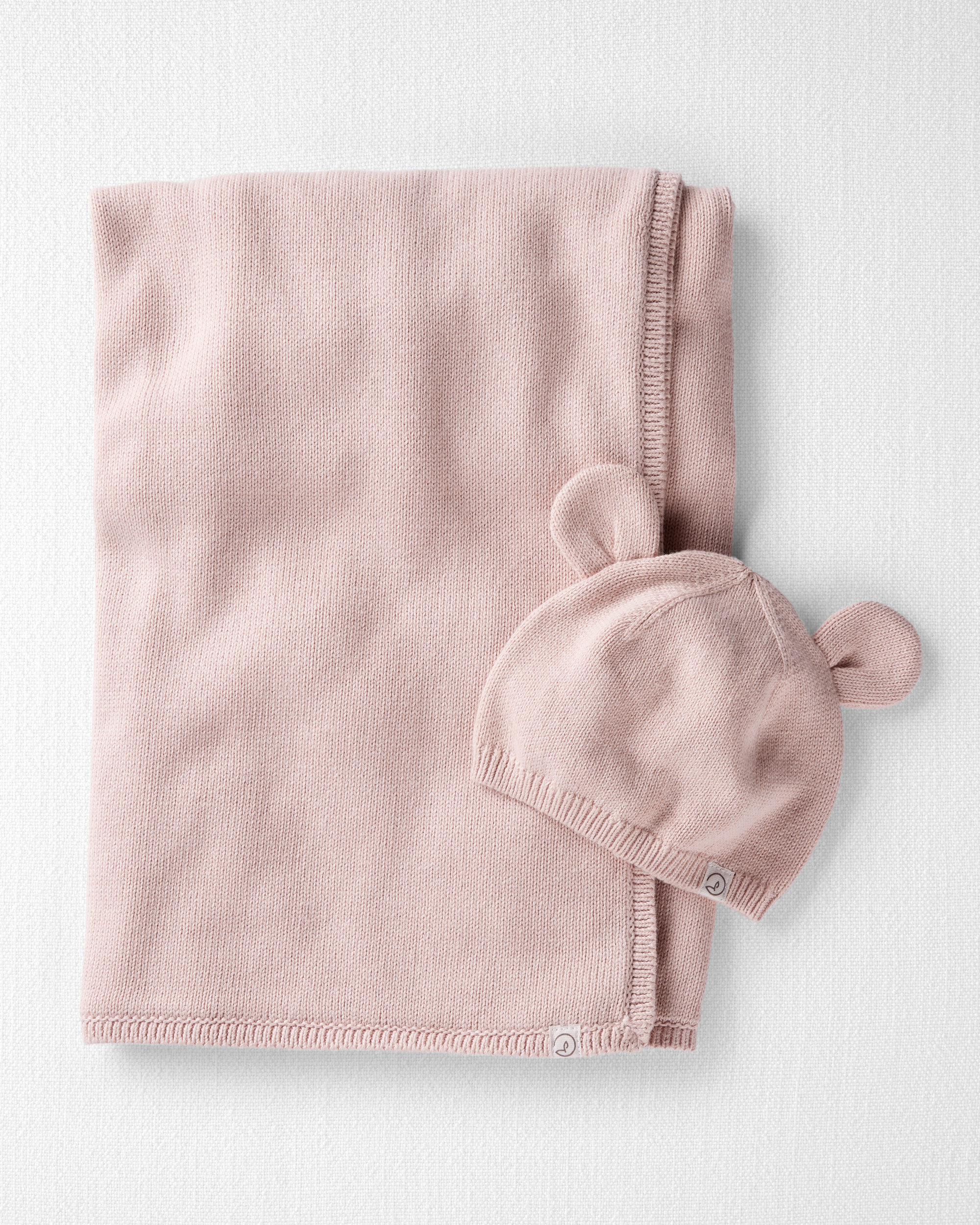 Baby Organic Cotton Sweater Knit Blanket and Cap Gift Set