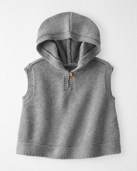  Product image 1 of Baby Organic Cotton Sweater Knit Hooded Poncho