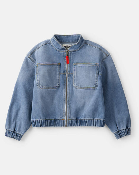 Product image 1 of Girls Zip-Up Long-Sleeve Denim Jacket - Blue
