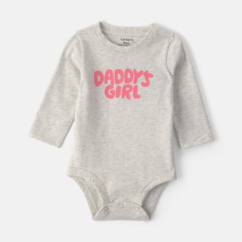 Baby Girl 'Daddys Girl' Long-Sleeve Graphic Bodysuit - Heather Grey