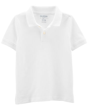 Toddler White Piqué Polo Shirt