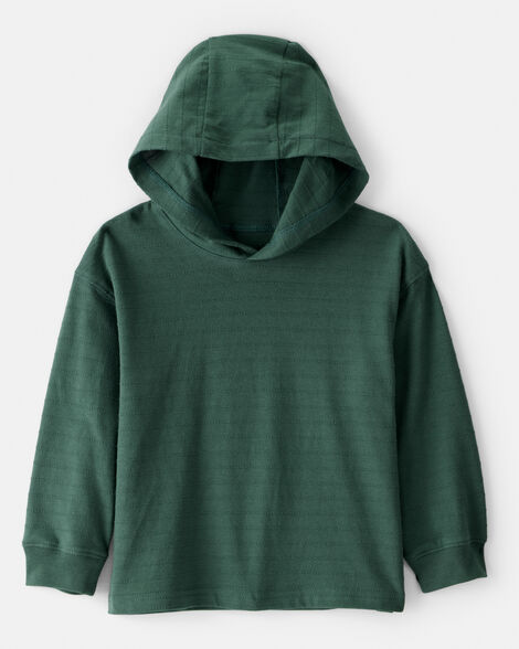 toddler boy cotton long-sleeve hooded top - green
