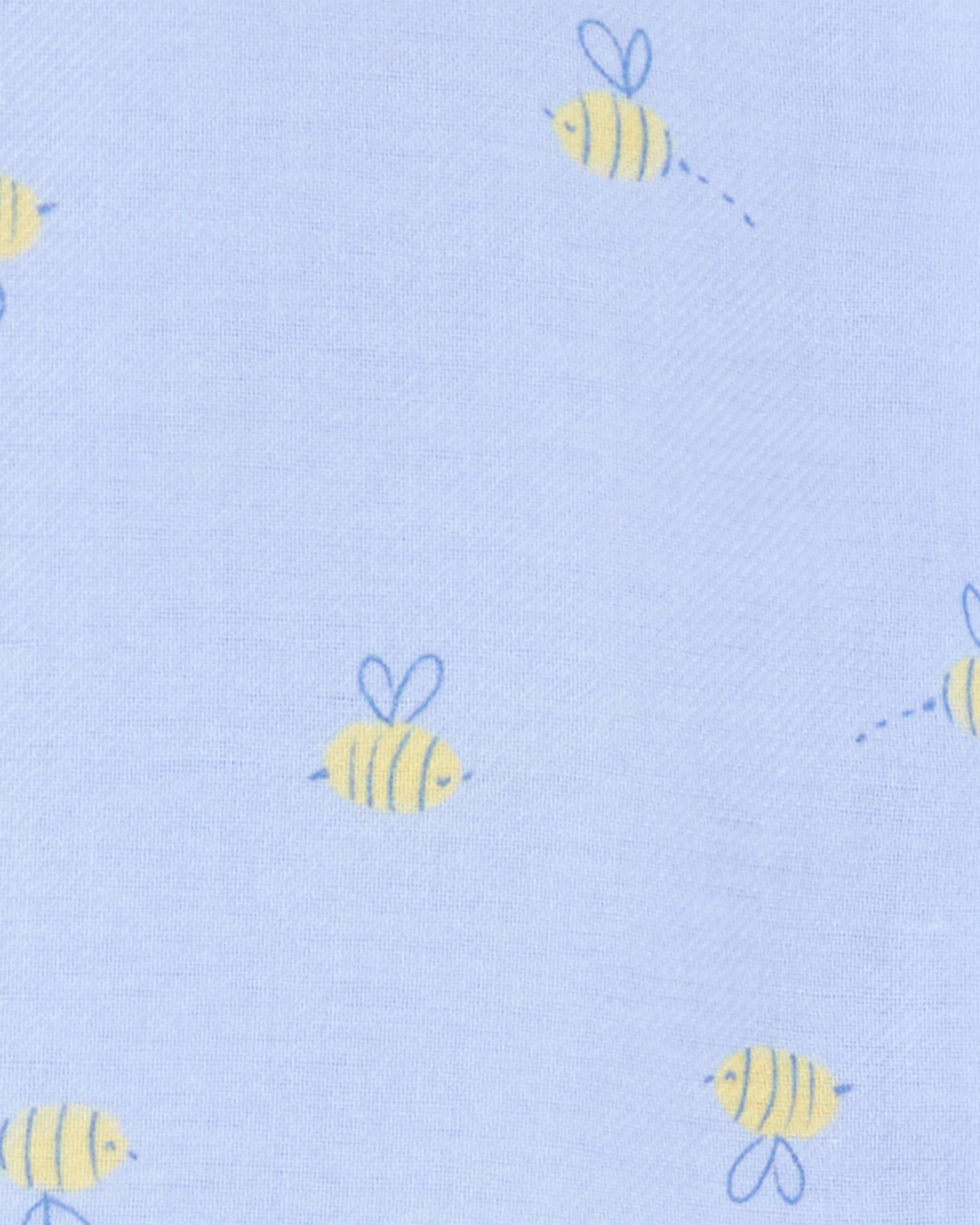 Toddler Bee Print Loose Fit 2-Piece Pajamas - Blue