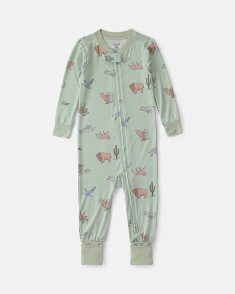 baby boy 1-piece animals purelysoft™ snug fit pajama - green