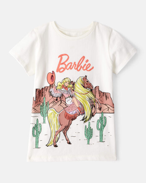 toddler girl barbie western cowgirl short-sleeve graphic tee - white
