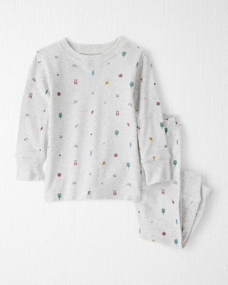 Baby Girl Organic Cotton Pajamas in Nature Icon Print