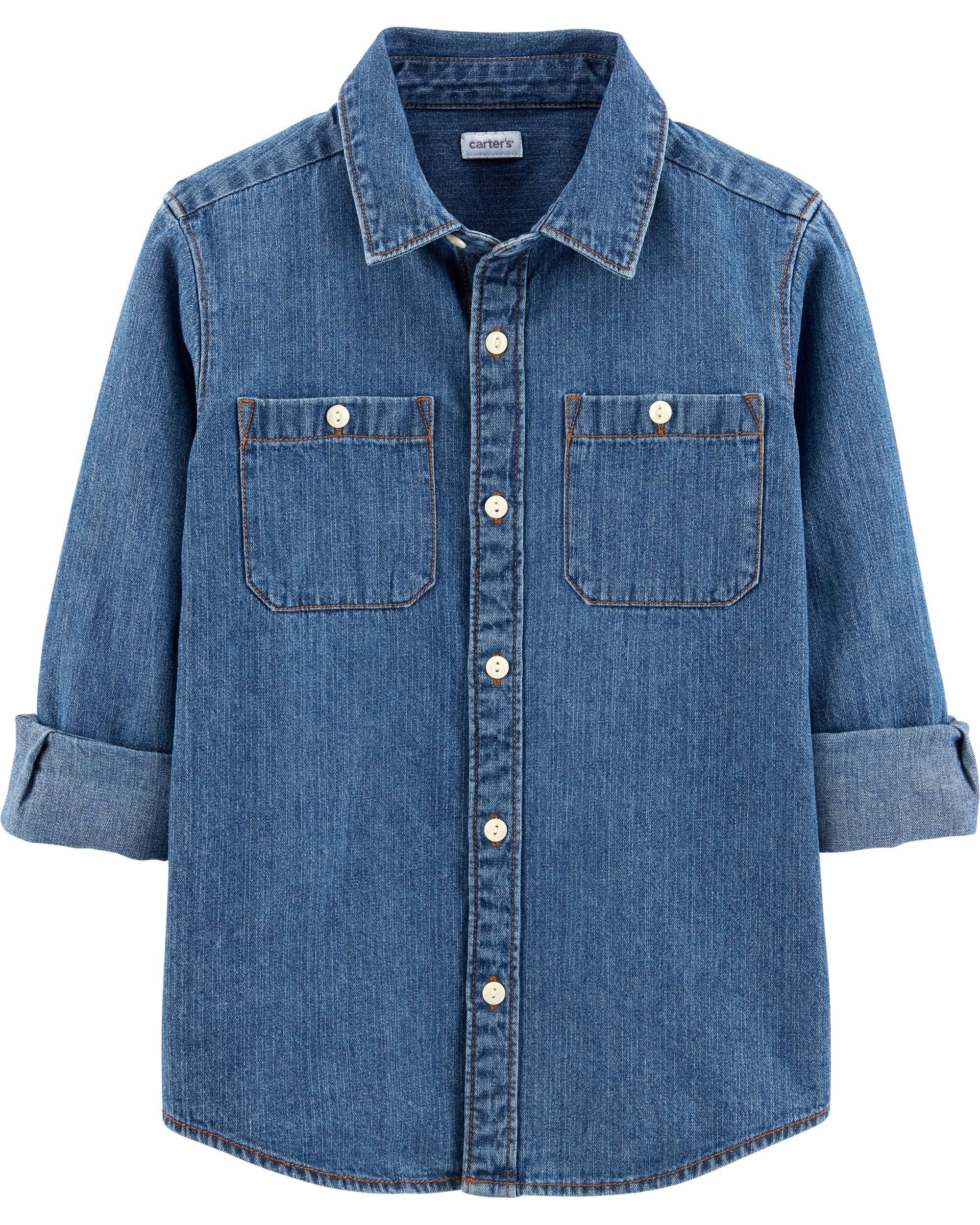 *CLEARANCE* Chambray Button-Front Shirt
