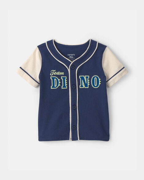 baby boy 'team dino' jersey - navy blue