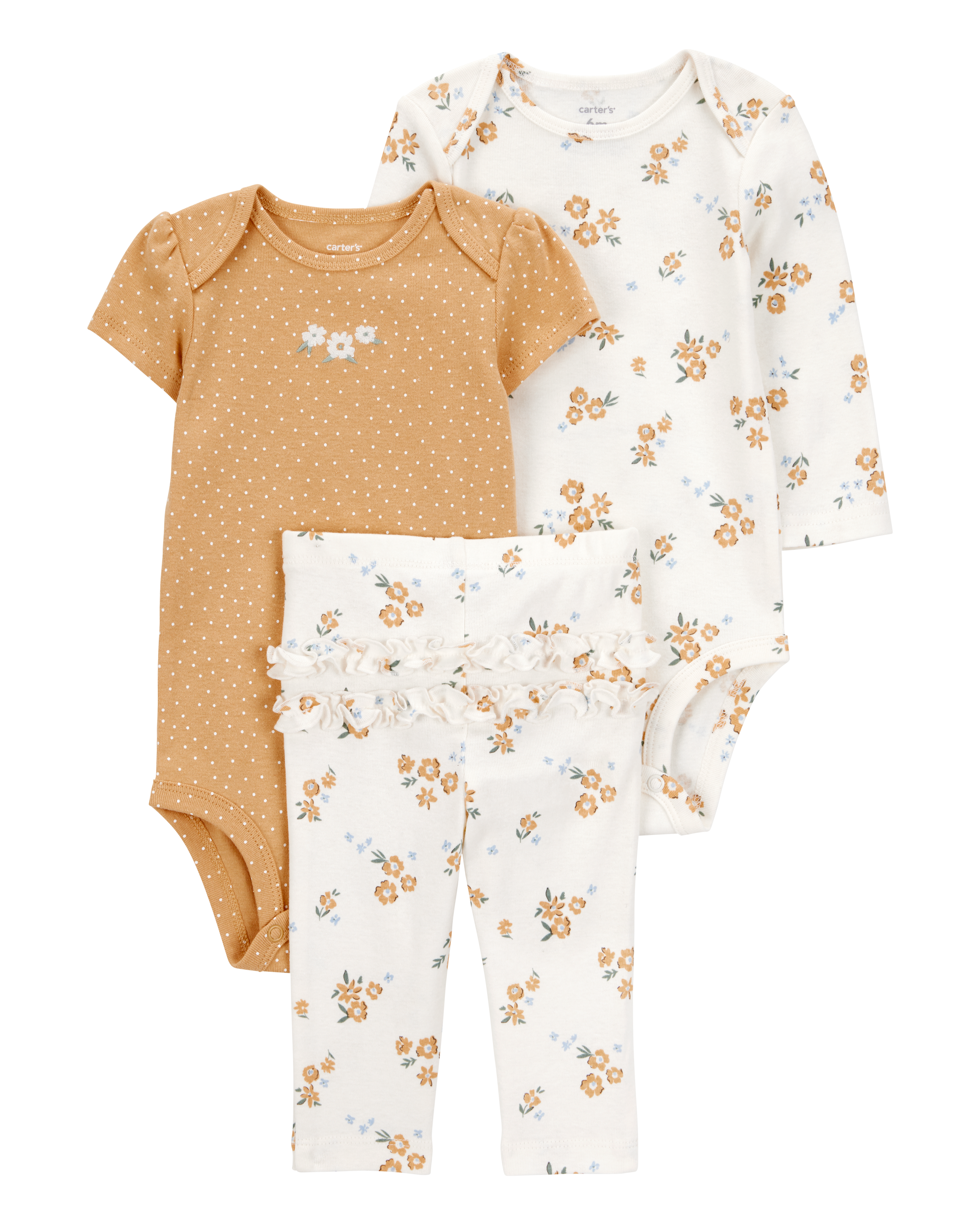 Baby Girl 3-Piece Floral Little Character Set® - Gold/White