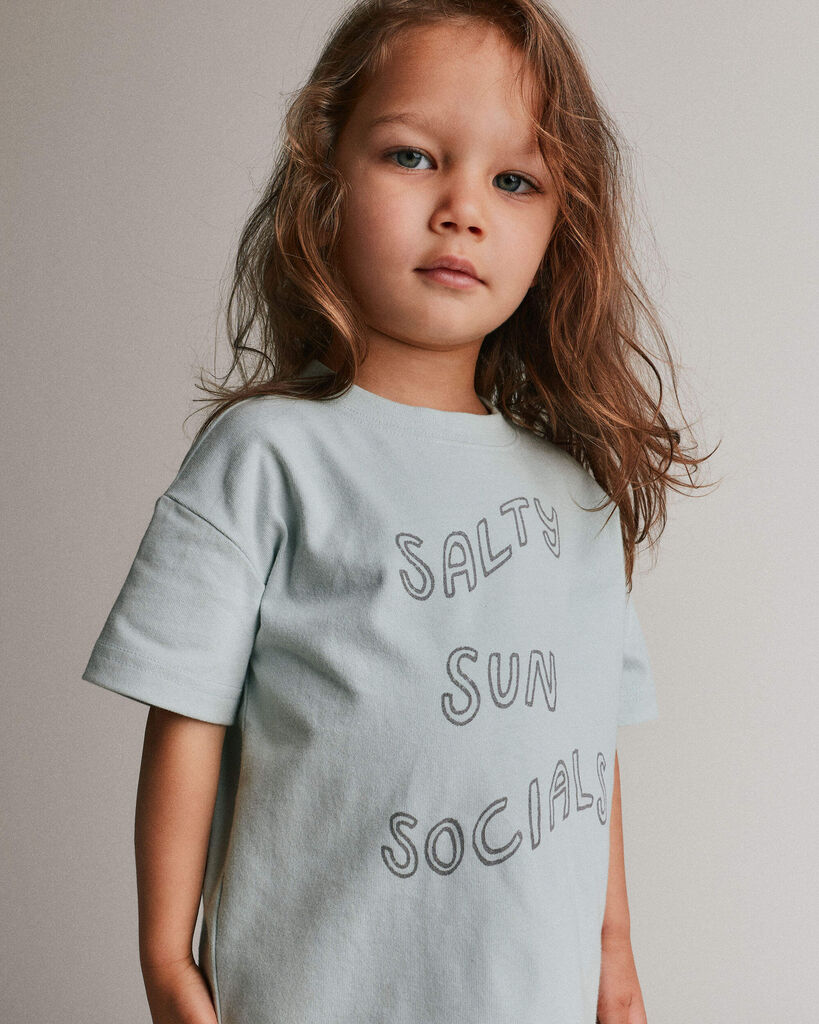 Otter Avenue Toddler 'Salty Sun Socials' Premium Relaxed Graphic Tee 12M Light Blue