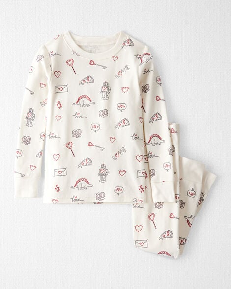 Toddler Organic Cotton Pajamas in Little Loves Print