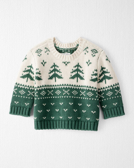 Baby Organic Cotton Evergreen Fair Isle Sweater