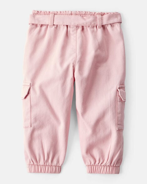  Product image 2 of Baby Girl Cotton Cargo Joggers - Pink
