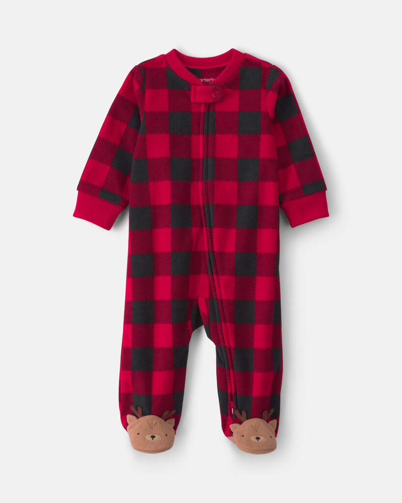 Carter's Baby Boys' and Baby Girls' 2-Way Zip Fleece Loose-Fit Sleep & Play - Red/Black