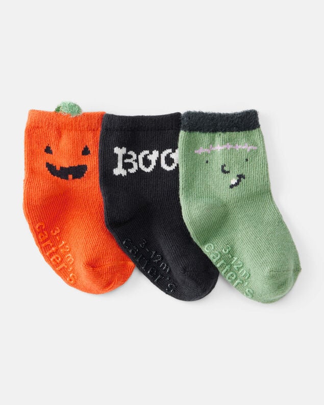 Product image 1 of Baby 3-Pack Boo Pumpkin Monster Halloween Socks