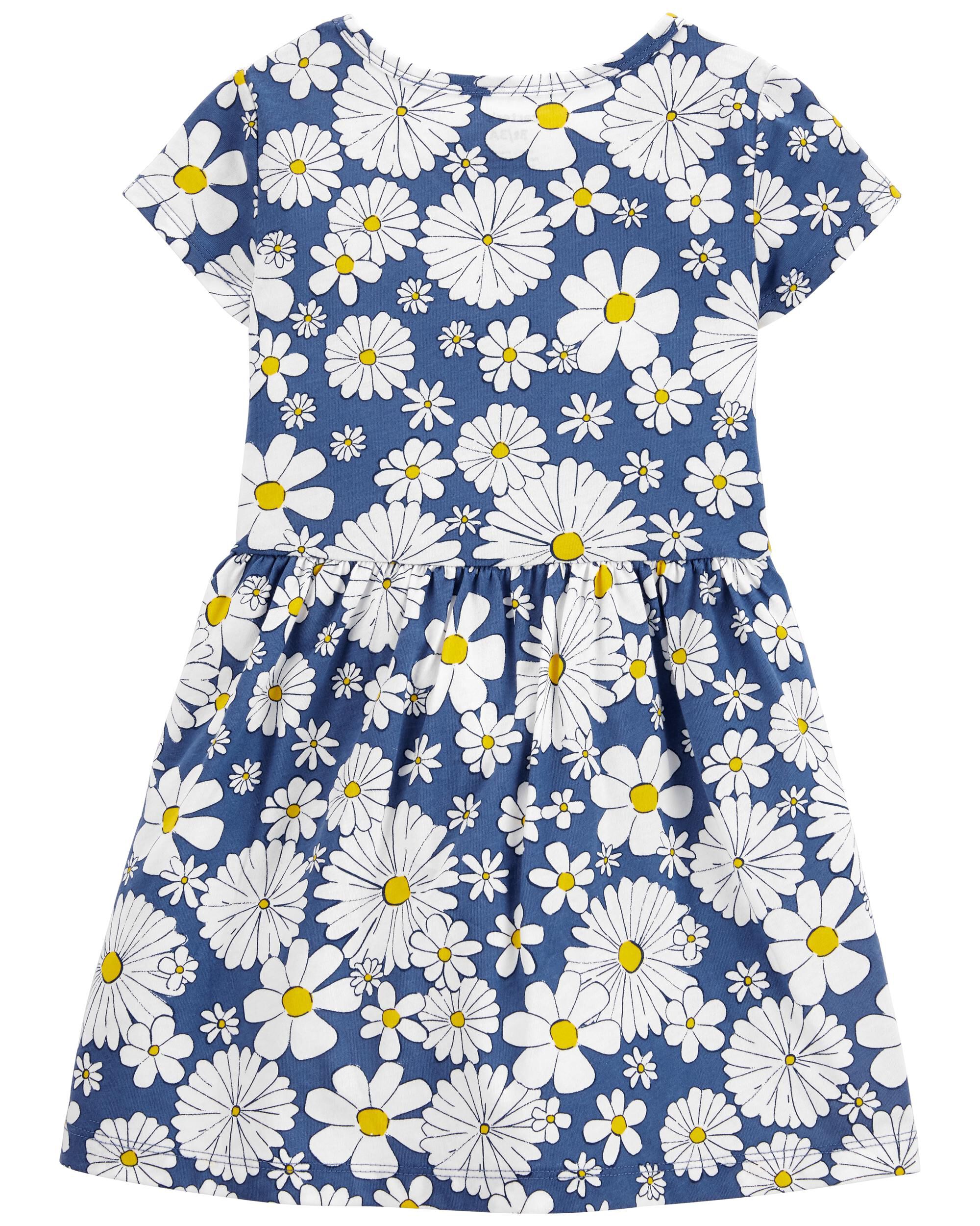 Carter's Yellow Floral Short Sleeve Jersey Dress Size 5T Toddler Girls 