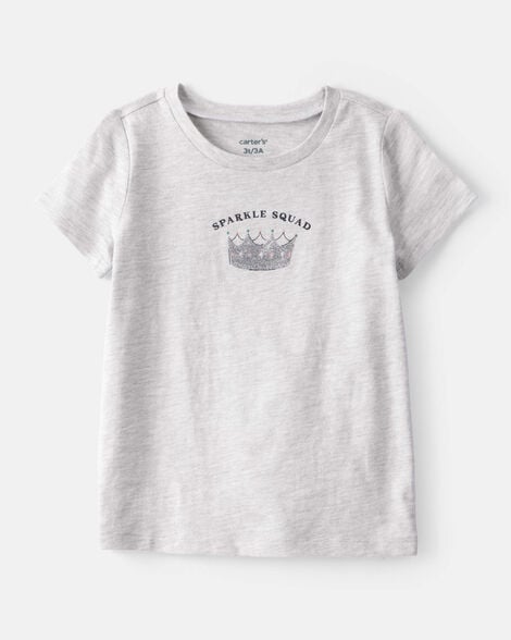 toddler girl sparkle squad short-sleeve graphic tee - grey