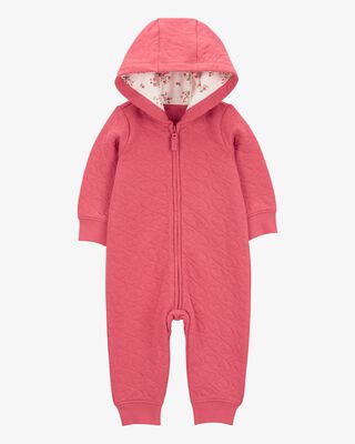 Product image 1 of Baby Heart Solid Cotton Blend Long-Sleeve Jumpsuit - Red