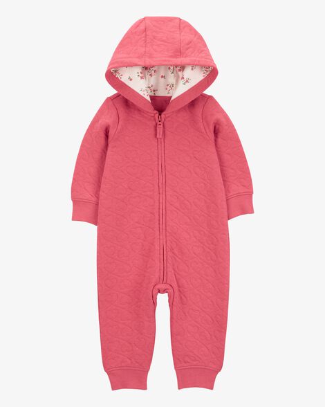  Product image 1 of Baby Heart Solid Cotton Blend Long-Sleeve Jumpsuit - Red