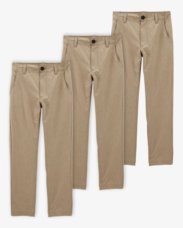 Product image 1 of Kid 3-Pack Active Uniform Pull-On Pants - Khaki