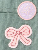Green - Baby Girl Patchwork Cotton Long-Sleeve Utility Fashion Jacket - Green, Selected