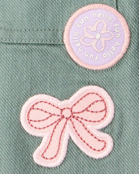 Product image 3 of Baby Girl Patchwork Cotton Long-Sleeve Utility Fashion Jacket - Green
