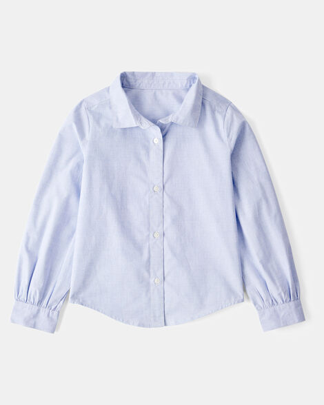 Kid 2-Piece Button-Front Shirt & Sweater Vest Top - Blue/White