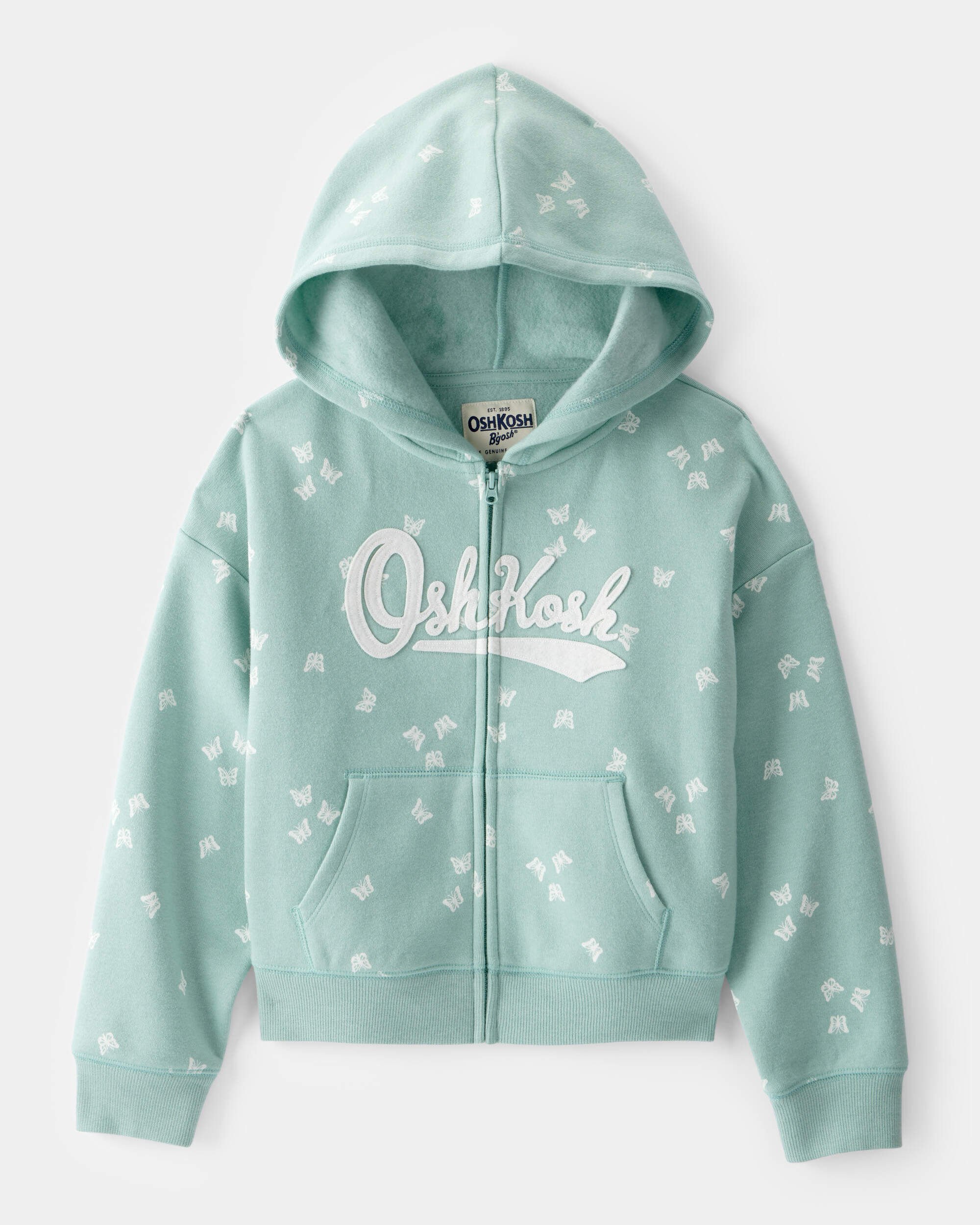 Girls Butterfly Print DayDream Fleece Jacket - Green