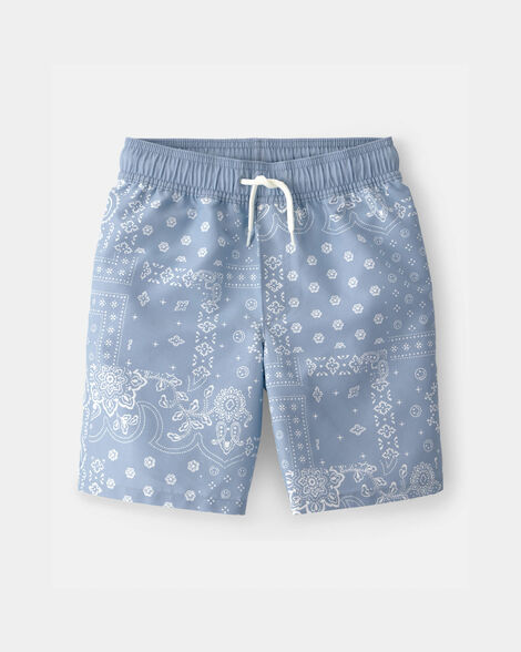 Boys Bandana Floral Swim Trunks - Blue